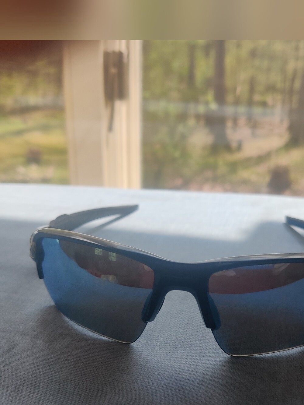 Oakley Blue Black Semi-Rimless Sport Sunglasses